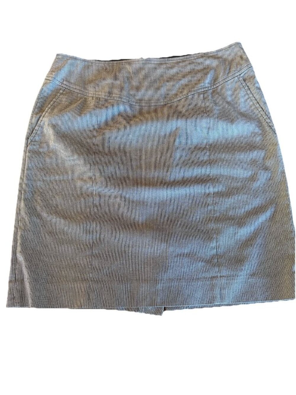 Banana Republic Blue White Pinstripe Pencil Skirt Cotton Blend Pockets Sz 8